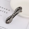 Fashionable retro hairgrip with bow, universal hair accessory, Korean style, diamond encrusted, wholesale