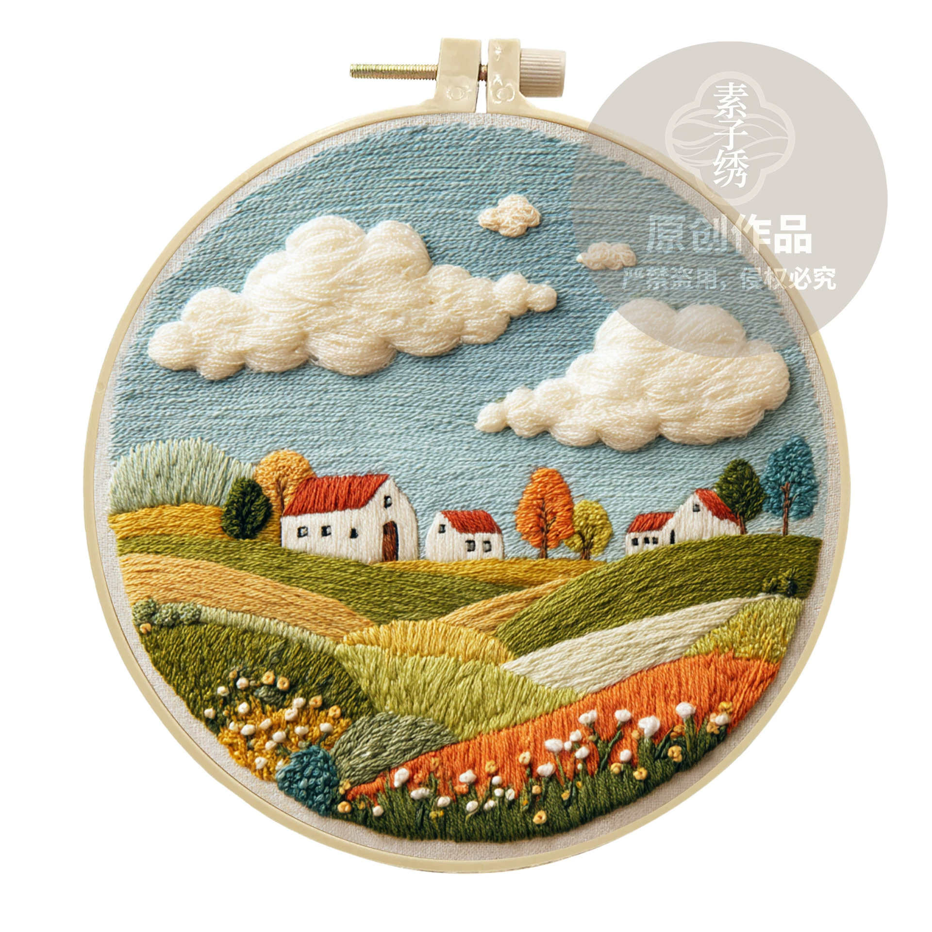 Genuine cloth, creative materials set, handmade, (Cross-border trading), with embroidery, English