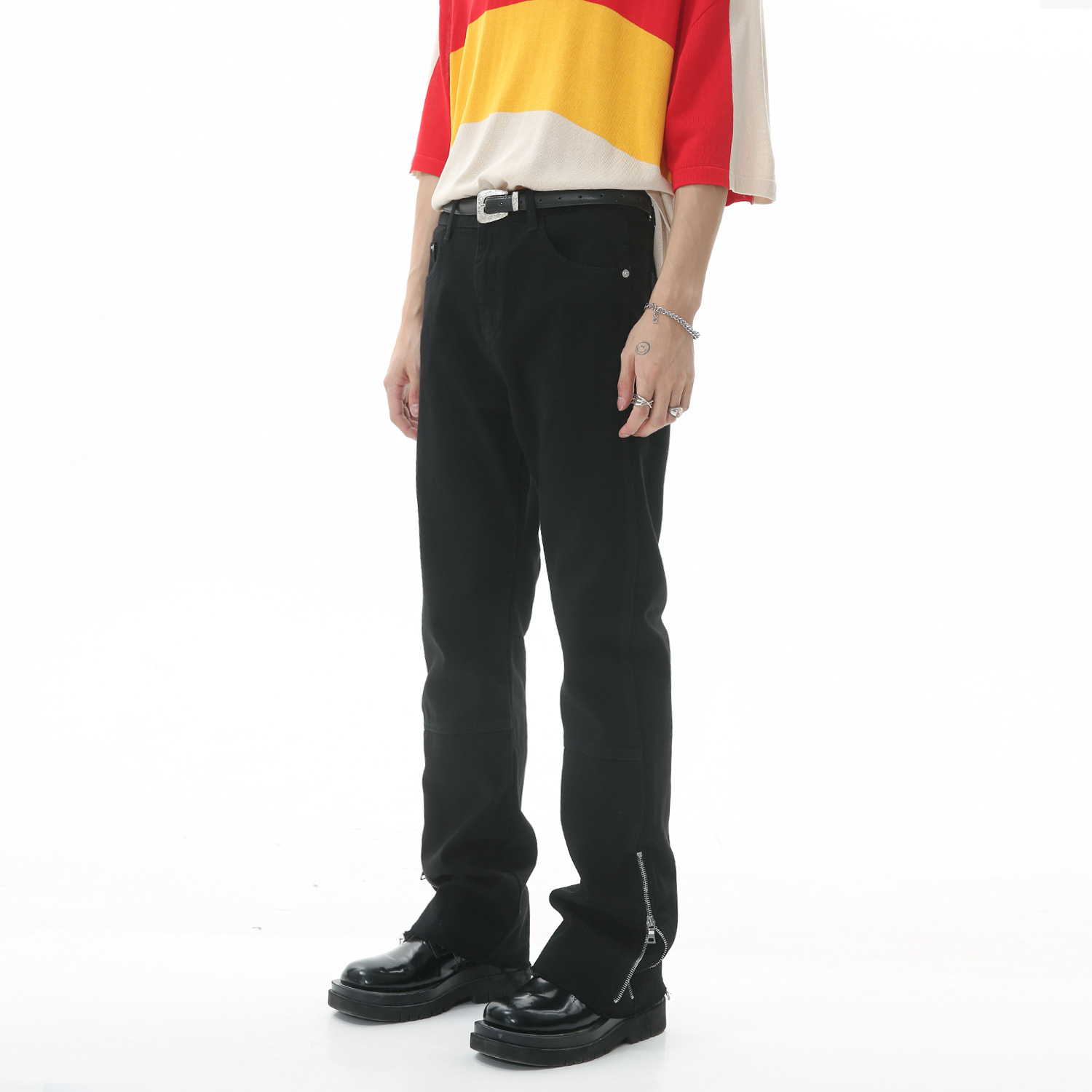 Ropa de hombre MTLClothes | 2023 Four Seasons New Casual coreano Delgado Pantalones rectos de mezclilla de cintura media alta