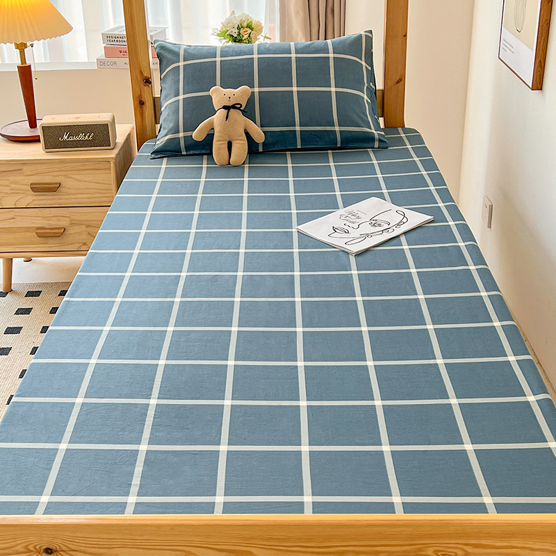 Juego de Sábanas de Algodón para Dormitorio Estudiantil, Protector de Colchón de Algodón Puro Nuevo 2024, Juego de Tres Piezas, Cubrecama