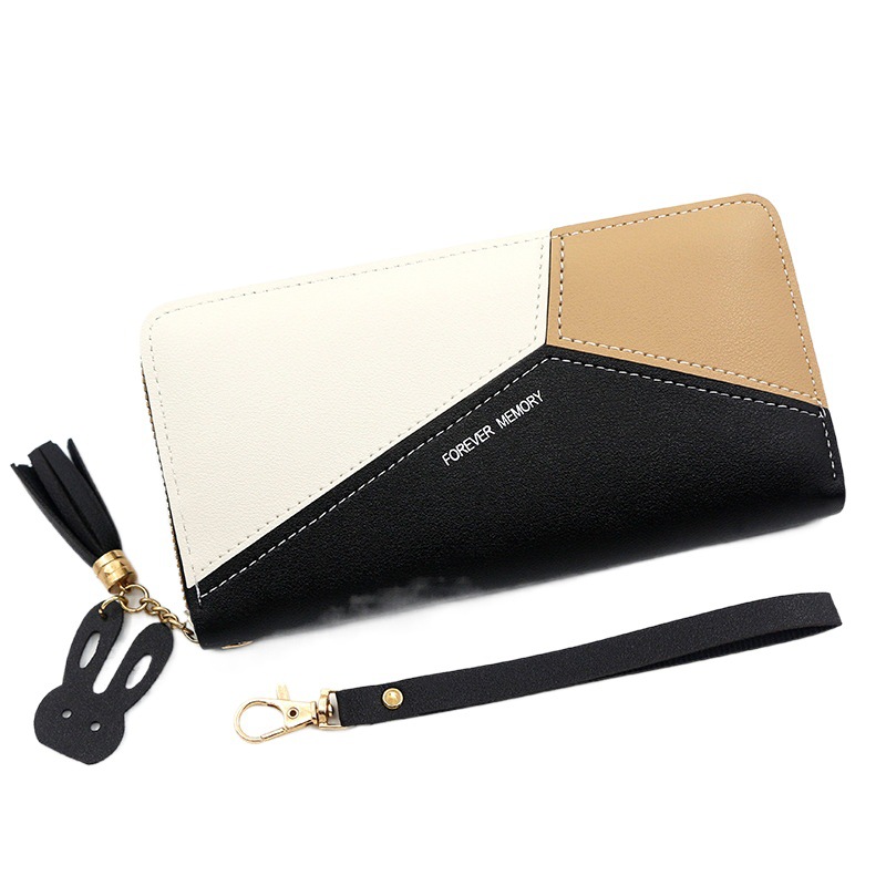 Cartera mujer larga PU cremallera estilo minimalista