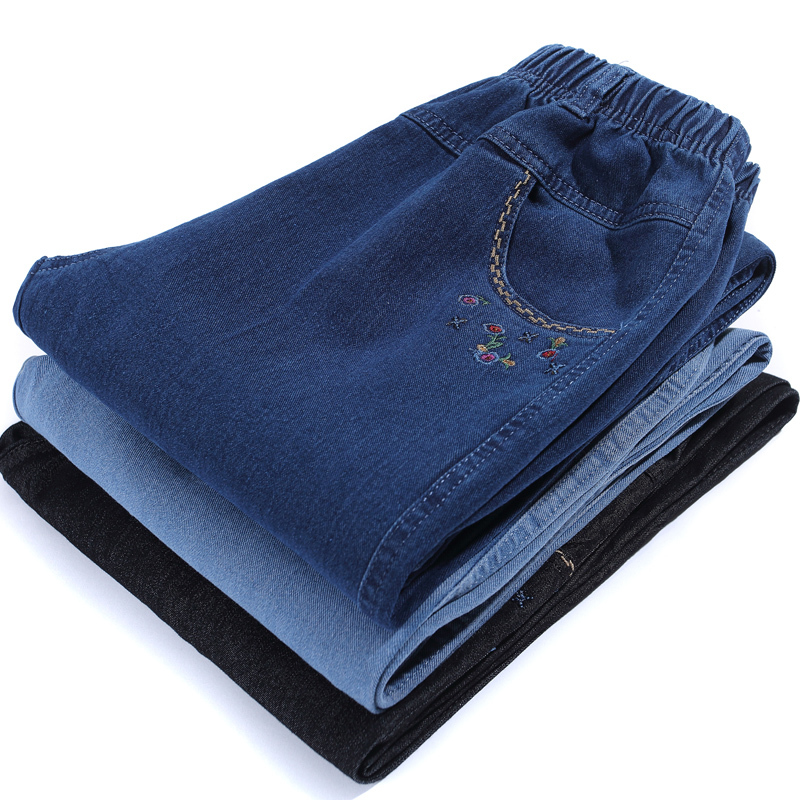 Mom's Pants Summer Thin Jeans Middle-Aged and Elderly Spring and Summer New Straight High-Waisted Pants Grandma Casual Pants Mom's Pants Summer Thin Jeans Middle-Aged and Elderly Spring and Summer New Straight High-Waisted Pants Grandma Casual Pants