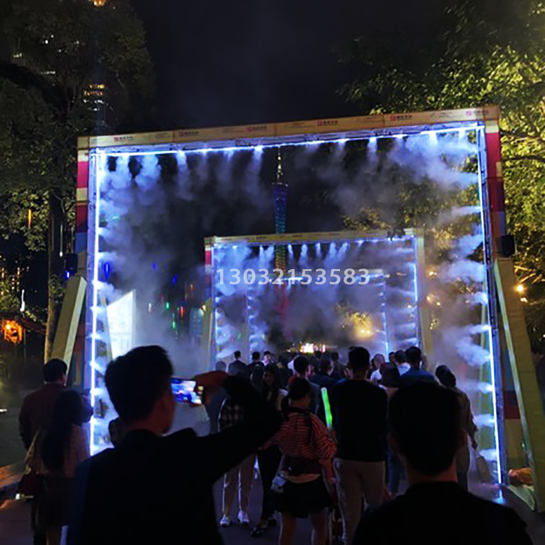 景区活动造景加湿降温工具雾化隧道水雾门源头厂家定制生产雾化门