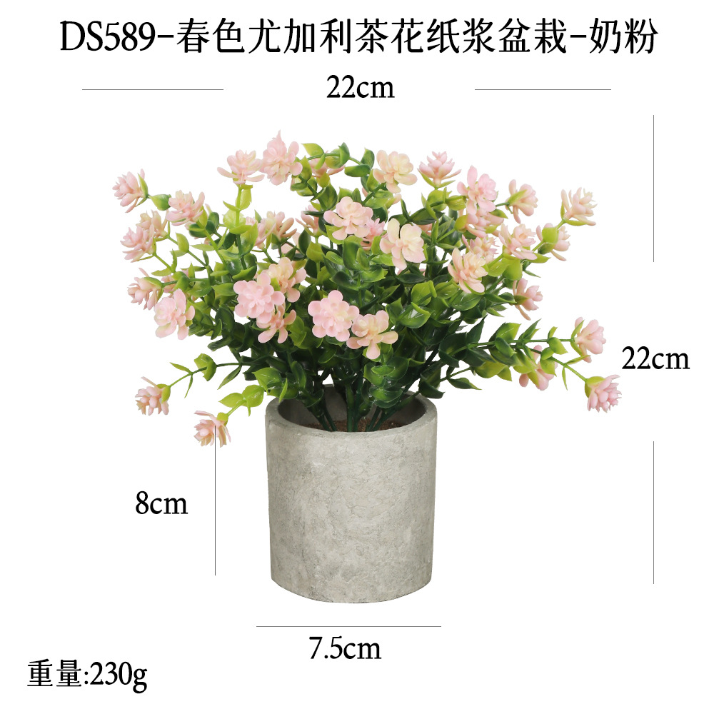 Más de 240 combinaciones populares de macetas con plantas verdes artificiales, decoraciones para el hogar, flores artificiales, bonsáis cilíndricos de pulpa de papel.