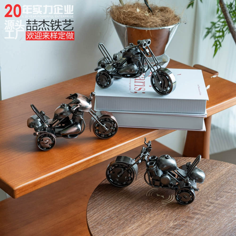 Ручной кованый трехколесный мотоцикл модель украшения ретро металлические поделки гальваническая гостиная спальня столешница украшения