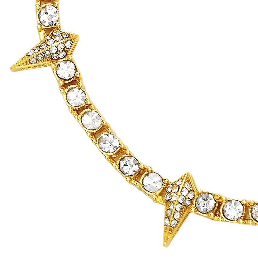 Hip-hop rap Pantera Negra mismo collar trendyy aleación de los hombres cadena de suéter de diamantes completo cadena de tenis cuerno puntiagudo collar cubano