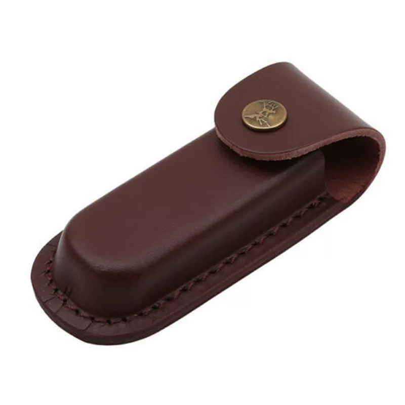 Coffee leather pocket knife, travel protective case, cowhide