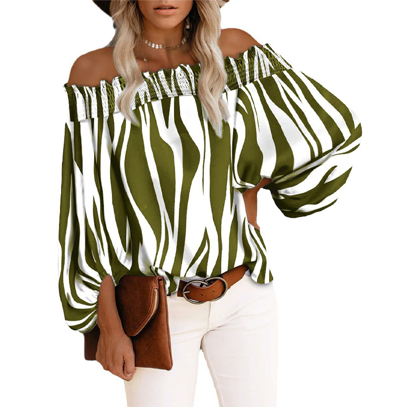 Women'S Gender Printing Design Elegant Style Wholesale Women'S Elegant Stripe Long Sleeve Printing Blouses