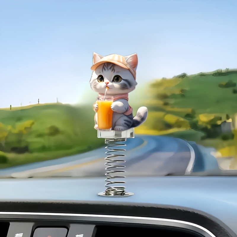 Amazon nuevo glamoroso plano de acrílico lindo gatito resorte coche espejo retrovisor mochila o llavero