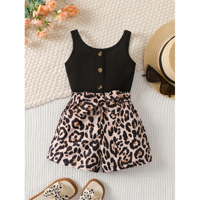 跨境外貿新款代發Vacation Style Ribbed Tank Top with Leopard