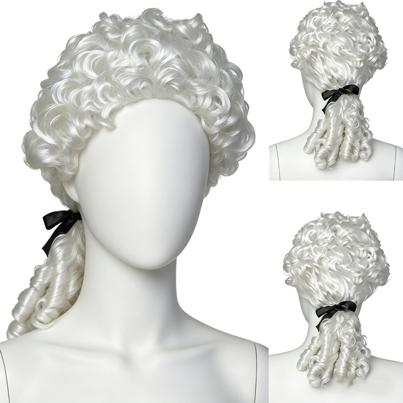 Halloween Lawyer Wig Cosplay Wig Stage Performance Colonial Judge Wig Role-Playing White Curly Hair Halloween Lawyer Wig Cosplay Wig Stage Performance Colonial Judge Wig Role-Playing White Curly Hair