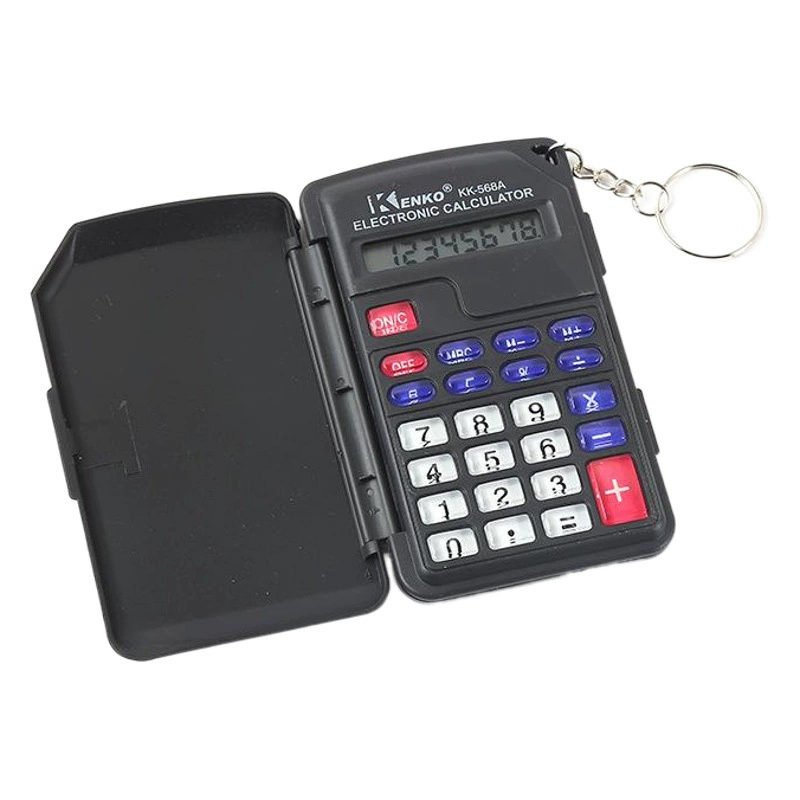 KK568A Кристалл Прозрачный ключ Ручной флип калькулятор карманного типа портативный мини для студентов