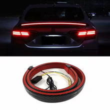 汽车尾翼流光灯改装幻彩碳纤跑马LED转向带爆闪高位刹车转向尾灯