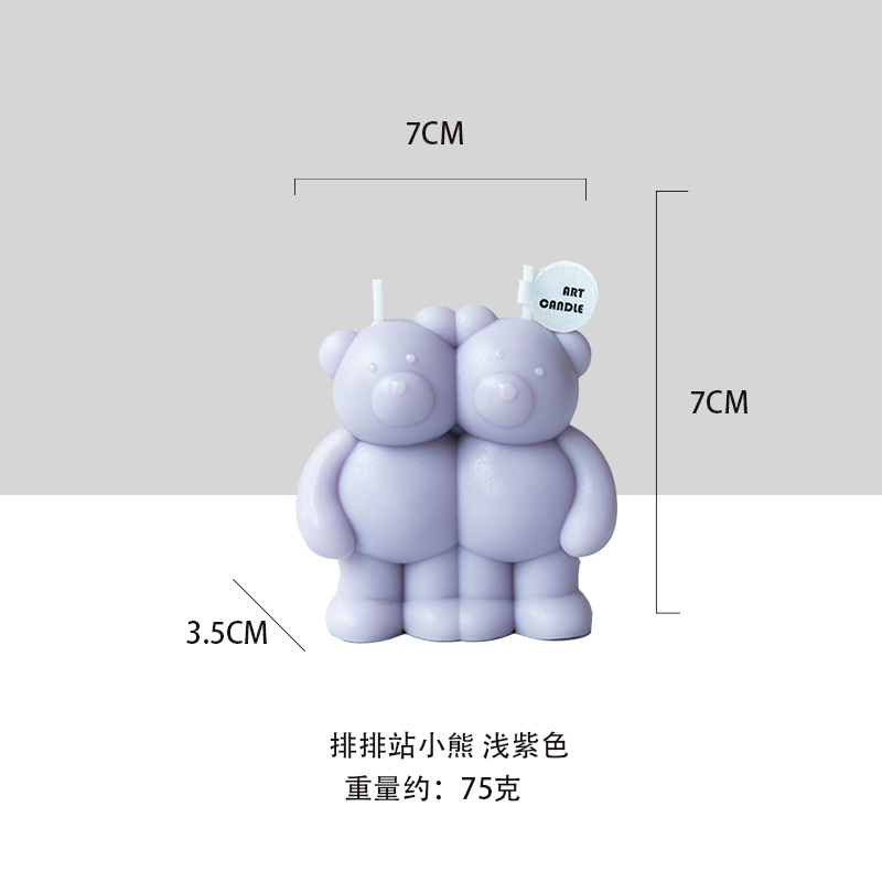 Venta caliente dos velas en forma de oso lindo ins decoración cumpleaños regalo de dibujos animados animal creativo interesante