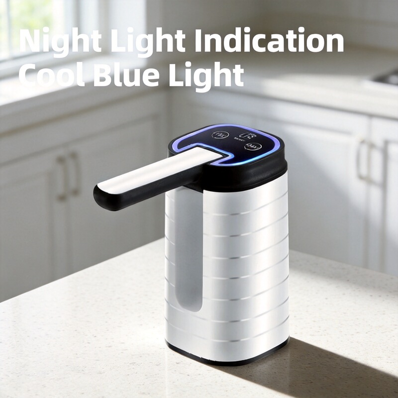 Electric Bottled Water Pump, Automatic Water Dispenser, Three-Button Quantitative Camping Pure Water Dispenser with Blue Light Electric Bottled Water Pump, Automatic Water Dispenser, Three-Button Quantitative Camping Pure Water Dispenser with Blue Light