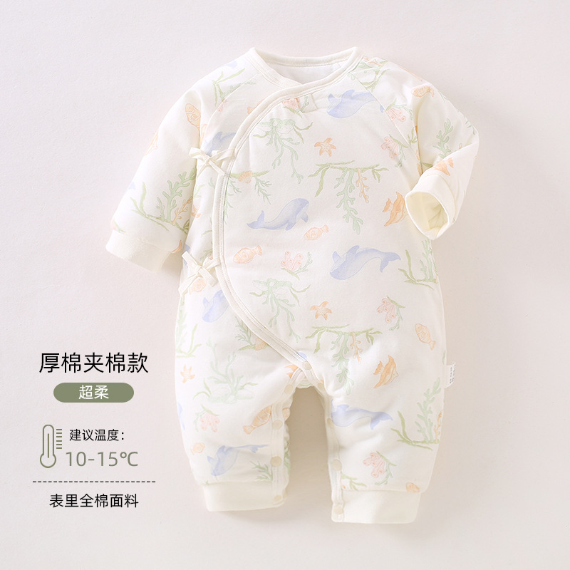 赤ちゃんの蝶々衣120gの厚い綿の新生児は赤ちゃんの綿の連体の服のa類の新生児の連体の服に登ります。|undefined