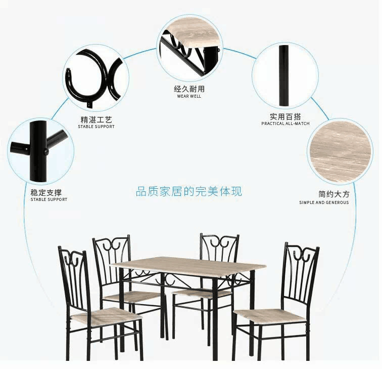 Dining Table and Chair Combination Commercial Canteen Breakfast Shop Restaurant Restaurant Fast Food Restaurant Snack Shop Rectangular Table Set