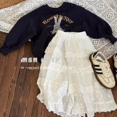 檸里女童春裝套裝韓國童裝新款洋氣卡通兒童衛衣時尚小女孩半身裙