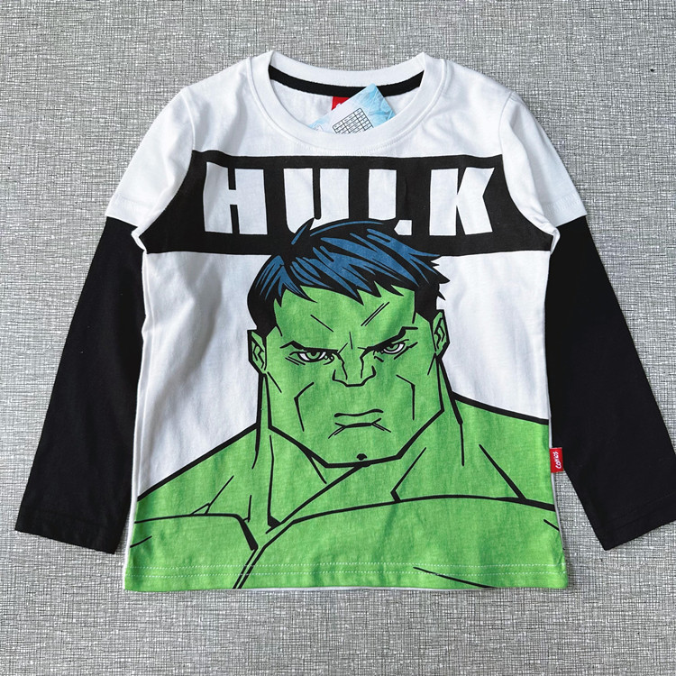 European and American export new autumn hero series spliced sleeve boys' casual long-sleeved shirt