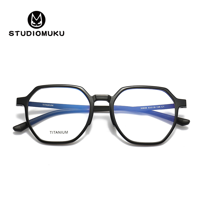STUDIOMUKU gafas frescas de madera elegante puro titanio transparente polígono marco gafas vintage image 7