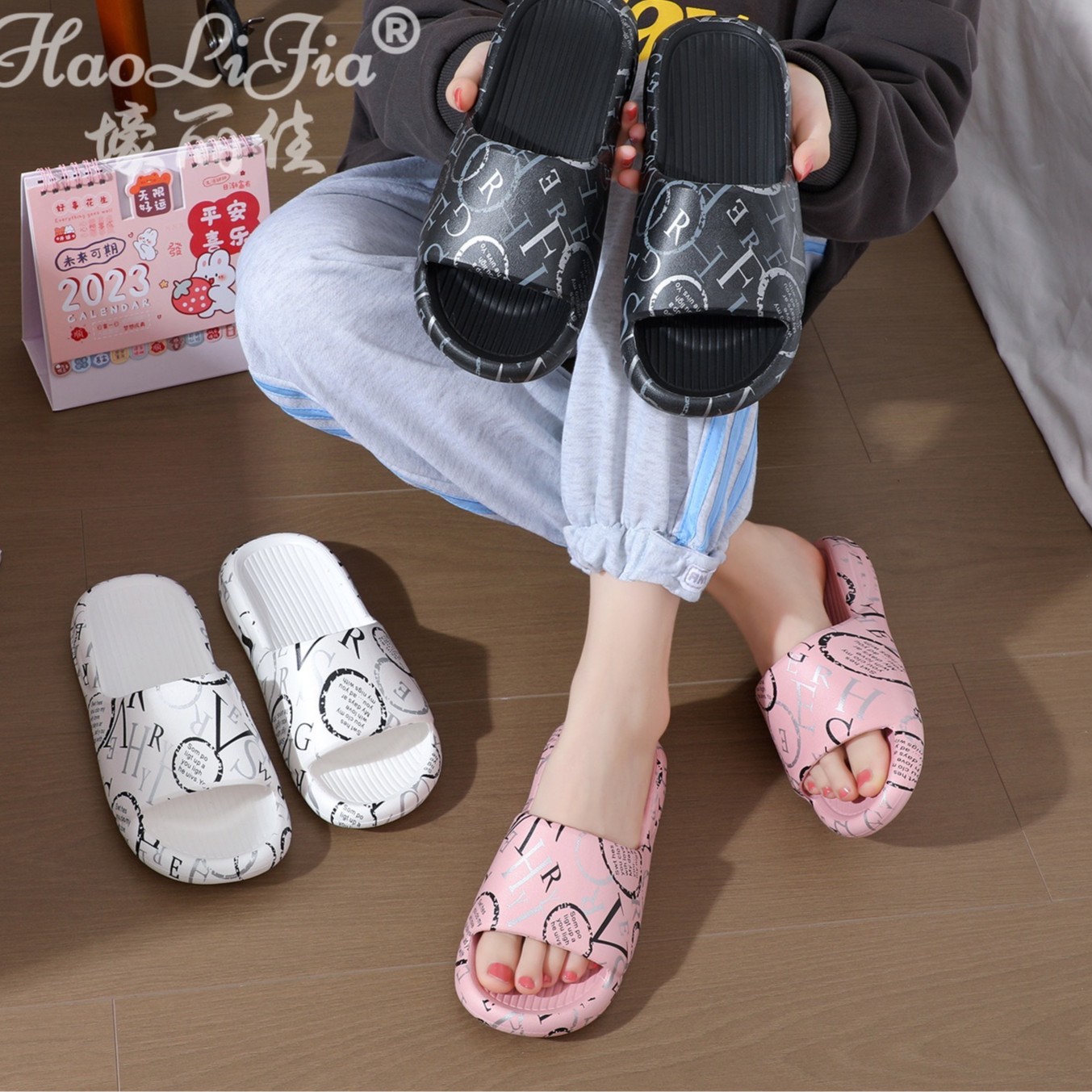 Men's Slippers New Trendy Wear-Resistant Deodorant Thick-Soled Youth Trendy Indoor and Outdoor Wear Bathroom Couple Slippers for Women