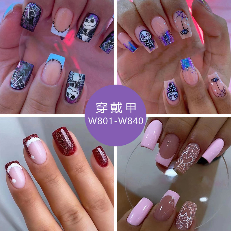 European and American Foreign Trade Halloween Christmas Nail Pieces Cute Sweet Cool ins Wind False Nails Holiday Atmosphere Wear Armor European and American Foreign Trade Halloween Christmas Nail Pieces Cute Sweet Cool ins Wind False Nails Holiday Atmosphere Wear Armor
