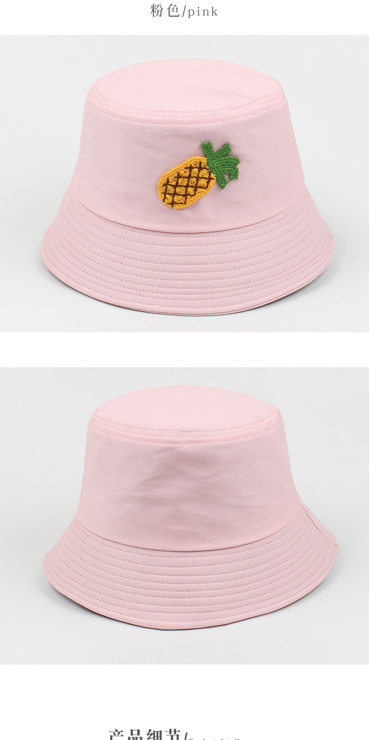 Fashion Pineapple Embroidery Casual Flat Top Sunscreen Basin Hat display picture 5