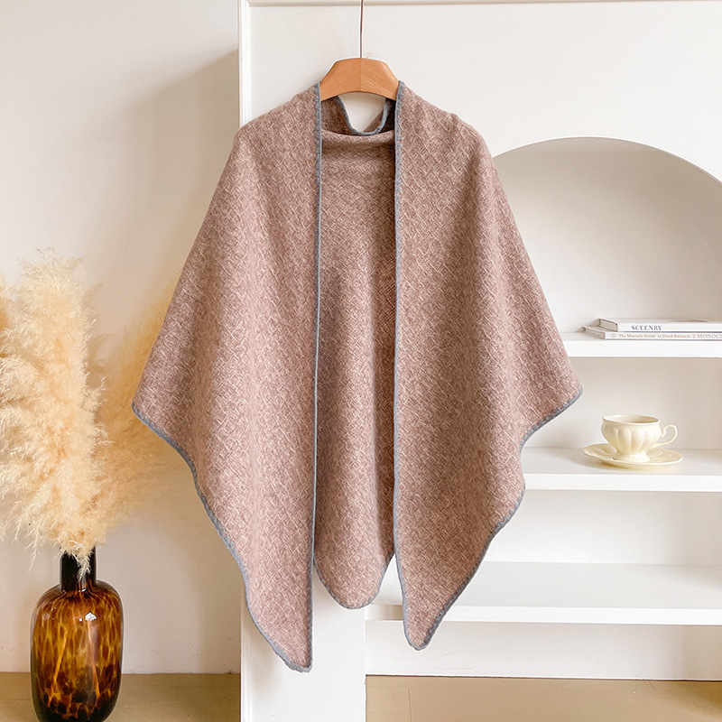 Bufanda Triangular de Lana Estilo Casual 2025 para Mujer, Calentador de Cuello para Otoño e Invierno, Chal Grande de Color Sólido para Habitaciones con Aire Acondicionado.