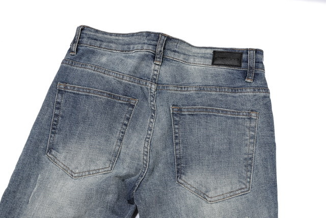 Men's Skinny Stretch Jeans With Leather Patch Motorcycle Style_voghion.com