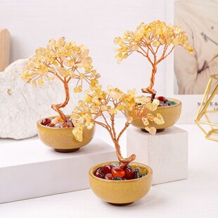 ✅Natural crystal fortune tree ornaments agate cornucopia citrine tree life tree home decoration crystal tree pendulum