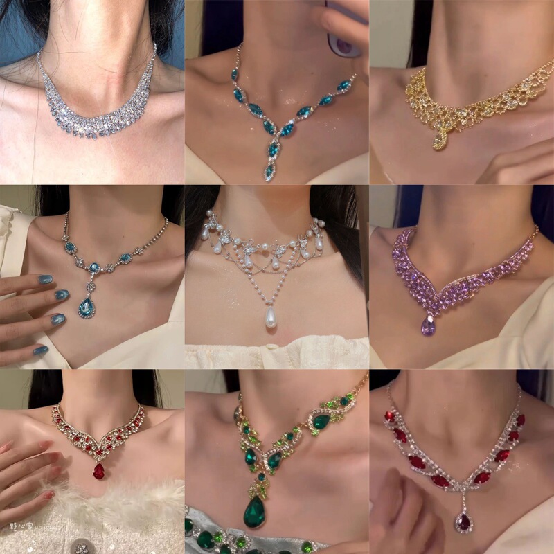 European and American Cross-Border Heavy-Duty Sparkling Necklace for Women, Luxurious, Elegant, High-End, Light Luxury Evening Dress Accessories, Exquisite Women's Necklace European and American Cross-Border Heavy-Duty Sparkling Necklace for Women, Luxurious, Elegant, High-End, Light Luxury Evening Dress Accessories, Exquisite Women's Necklace