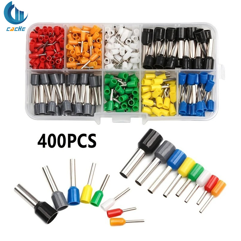 跨境400pcs盒装欧式绝缘压接端子插针管型端子连接器接线端子铜鼻