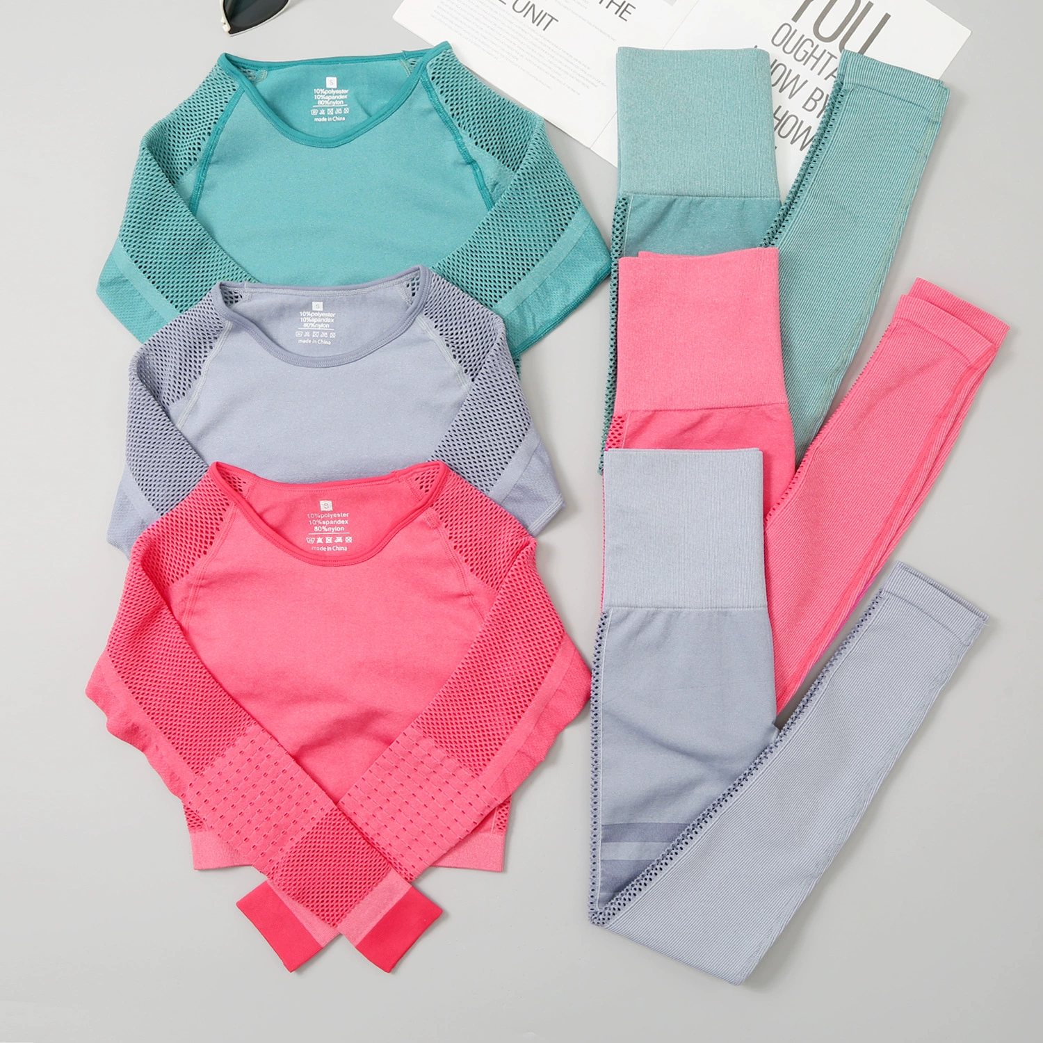 Европейский и американский костюм йоги сексуальный короткий стрейч пупка Фитнес Костюм Йога костюм сетка бесшовная спортивная одежда