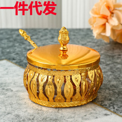 鉄製砂糖缶スプーン付き白砂糖貯金箱家庭用密封貯蔵物ガラス収納缶台所調味料箱
