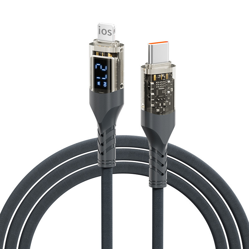 デジタルディスプレイデータケーブル 100W 透明高速充電ケーブル Apple 16 30W 編組 66W 充電ケーブル デュアル Type-C に適しています|undefined