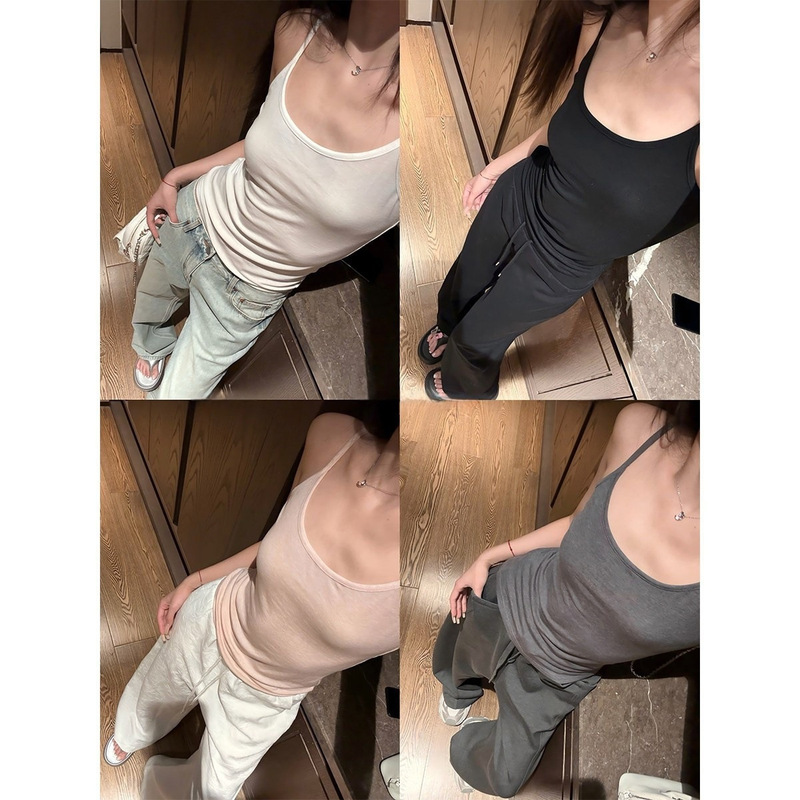 Zzykk's Best Pairing Choice: Tencel Wool Solid Color Camisole for Women, Slim-Fit Base Shirt for Spring and Summer