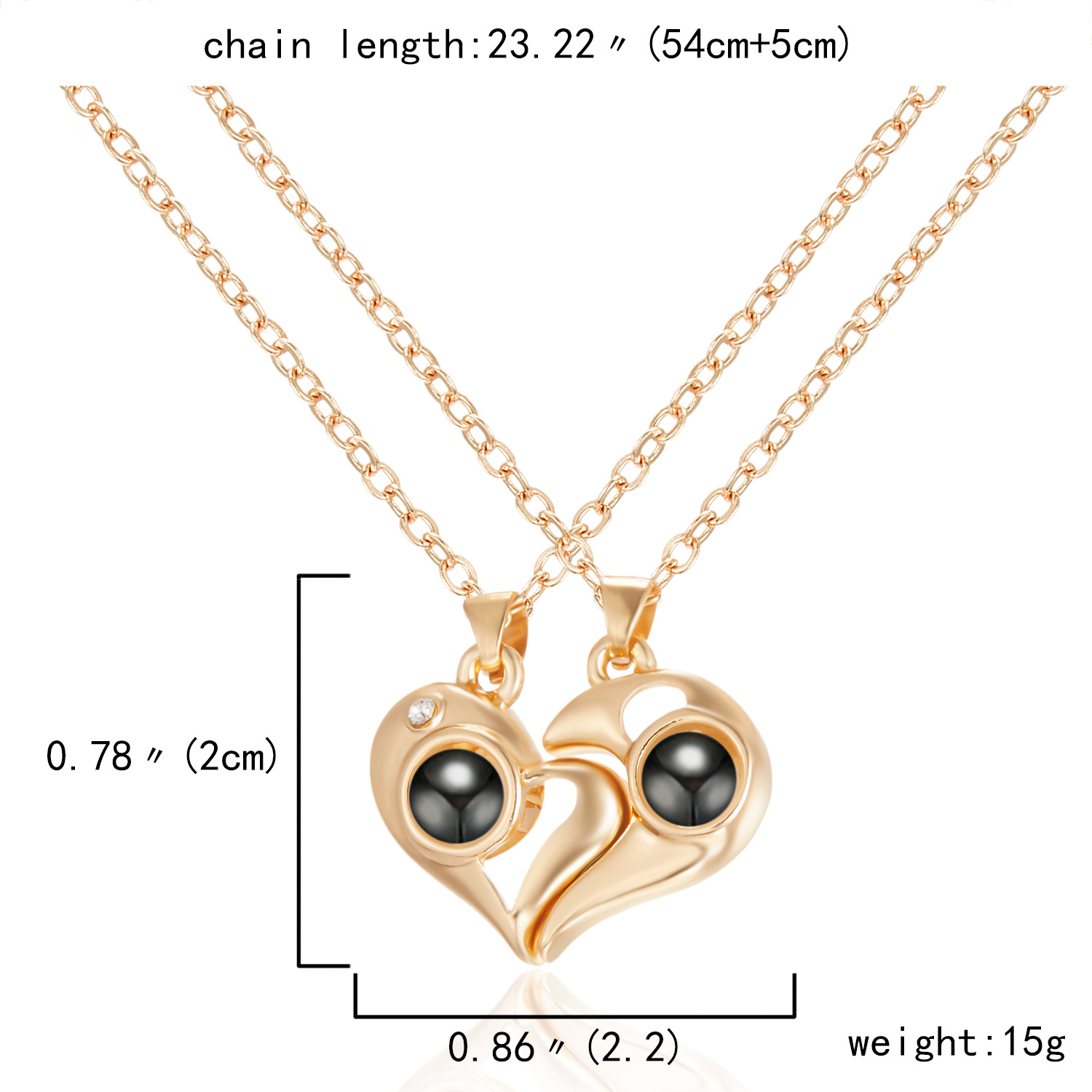 Heart Shaped Magnetic Projection Splicing Necklace 2-Piece Set