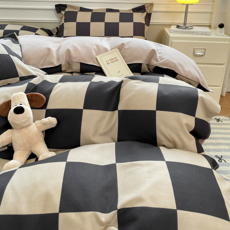 Completo letto 4 pezzi in cotone all'aloe vera con lenzuola_voghion.com