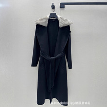 极简风长款羊绒大衣加厚女装韩版25新款优雅大气收腰显瘦水貂毛领