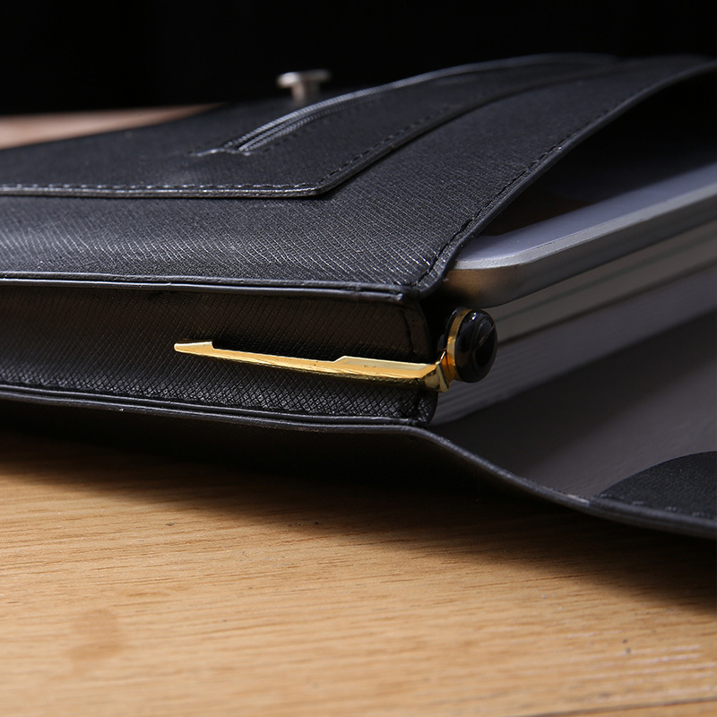 A4 de cuero de imitación bolsa de archivo de negocios de gran capacidad de almacenamiento material de archivo maletín empresa logo bolsa de archivo personalización