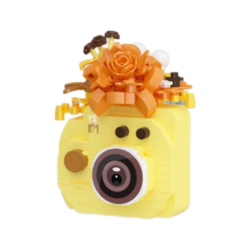 Chao Lechuang modelo de flores en espejo de cámara réflex bloques de flores creativos juegos de moda adornos juguetes de puzzle para niños regalos para mujeres