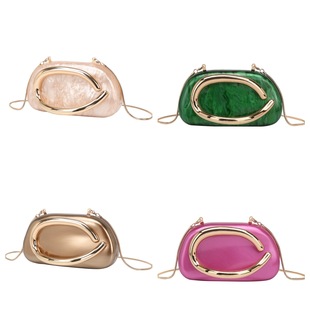 2025 High-grade Texture Gold-tone Acrylic Box Evening Bag Chain Crossbody Bag