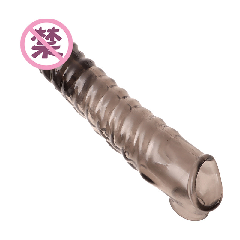 Vibrating Lock-On Penis Sleeve Extender, TPE Male Delay Sleeve, Manual Control — detail image 23