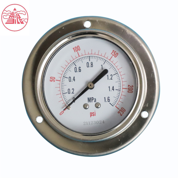雪浪特种仪表 耐震充油不锈钢真空压力表 YN-60英制PT1/4油压表