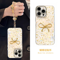 金箔立体蝴蝶结适用苹果17手机壳iphone16中国风14手链15高级感13