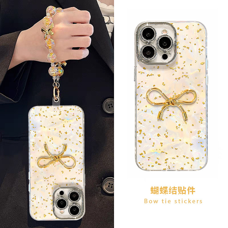 金箔立体蝴蝶结适用苹果17手机壳iphone16中国风14手链15高级感13|undefined