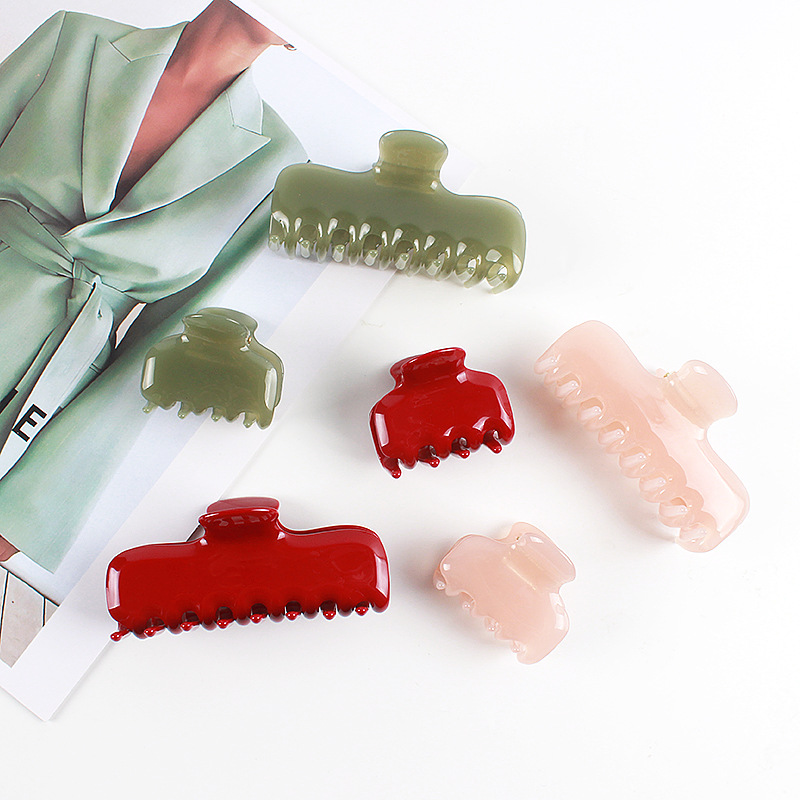 Bao Aina's New Women's Hair Clip, Sweet and Cute Jelly Color Red Hair Clip, Thickeneded 4mm Acetic Acid Shark Clip