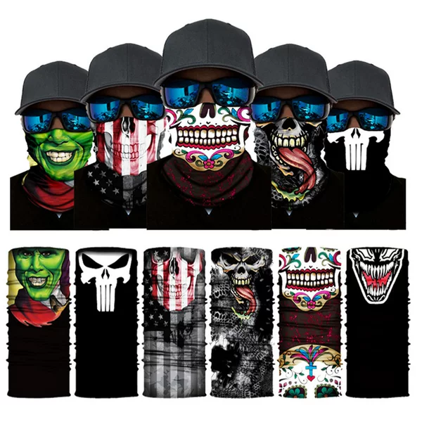 Skull Half Face Series Cross-border Magic Headscarf Versatile Outdoor Face Towel Cycling Mask Seamless Scarf for Adults