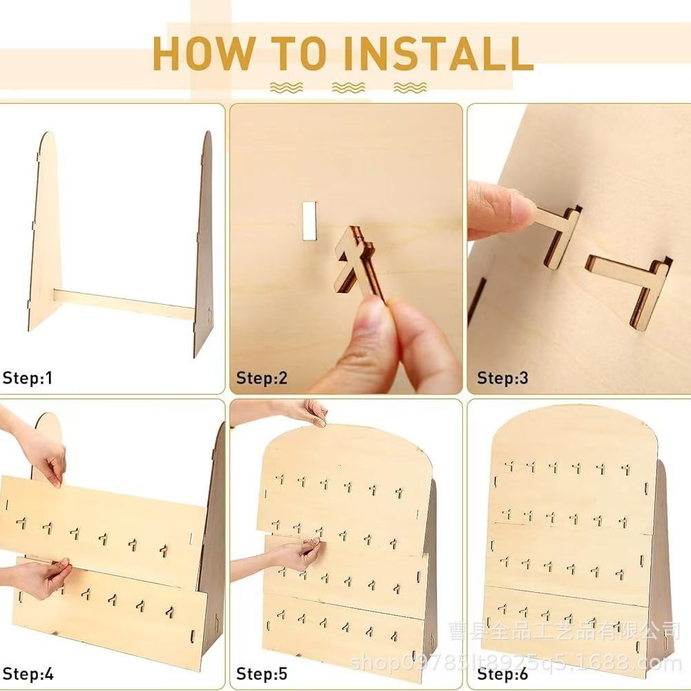 Pendientes de madera maciza Soporte de exhibición de pendientes de joyería tridimensional Soporte de almacenamiento de pendientes de cuatro capas de color de madera