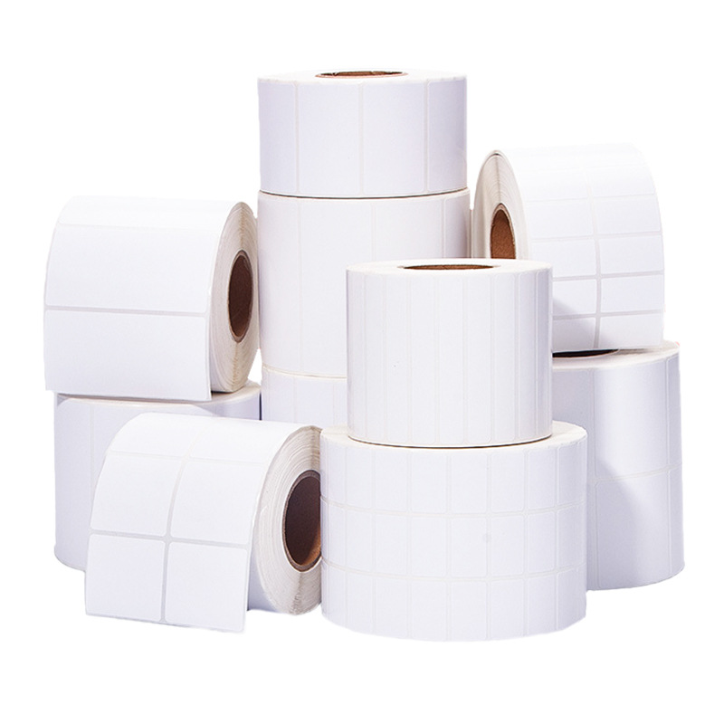 Tres rollos de etiquetas de papel térmico autoadhesivas, impresión de marcas en blanco autoadhesivas, códigos de barras de fila única y doble, pegatinas autoadhesivas individuales express